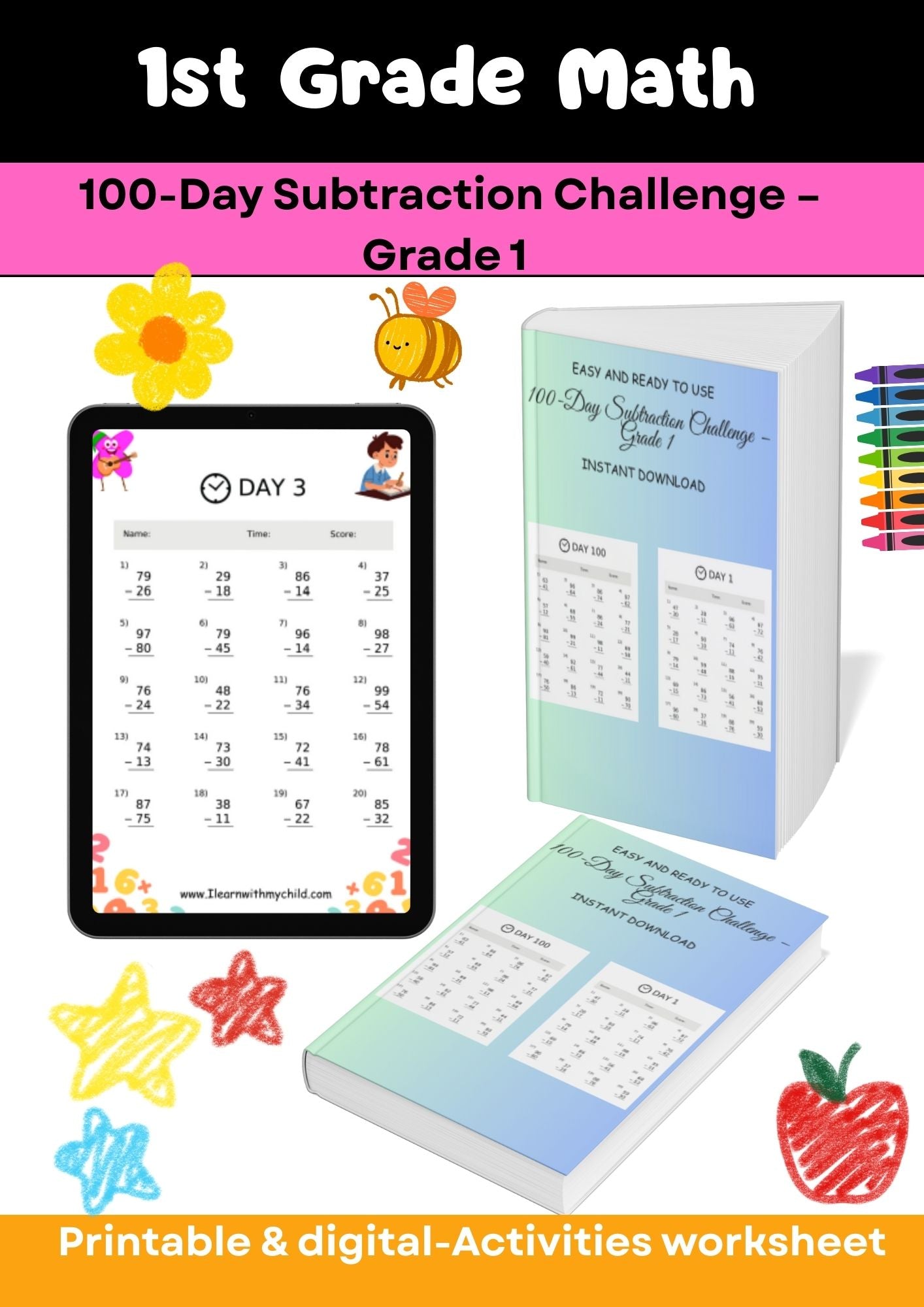 Grade 1 – Math Worksheets Mega Bundle