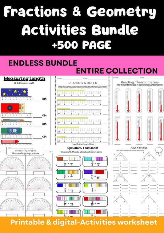 Fractions & Geometry Activities MEGA Bundle – 500+ Pages