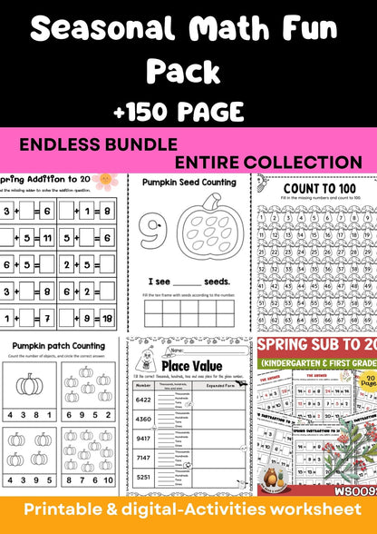 🍂🎃❄️ Seasonal Math Fun Pack – Halloween Worksheets Bundle